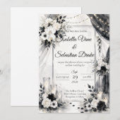 Elegante Monochrome Bruiloft Kaart (Voorkant / Achterkant)