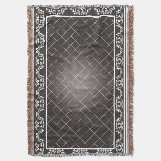 Elegante Monochrome Damask Gooi Deken (Voorkant Verticaal)