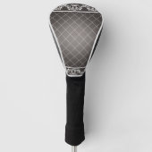 Elegante monochrome damast strandhanddoek golfheadcover (Voorkant)