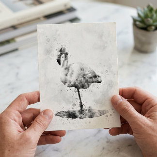 Elegante monochrome flamingo in waterverf briefkaart