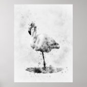 Elegante monochrome flamingo in waterverf poster (Voorkant)