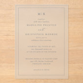 Elegante Monochrome Initialen Acryl Uitnodigingen (Voorkant)
