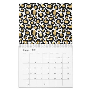 Elegante monochrome luipaardvlekken wilde glamour kalender