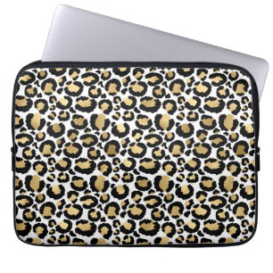 Elegante monochrome luipaardvlekken wilde glamour laptop sleeve