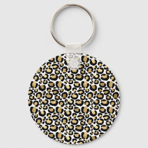 Elegante monochrome luipaardvlekken wilde glamour sleutelhanger