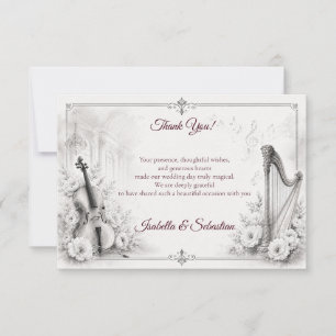 Elegante Monochrome Muzikale Bruiloft Bedankkaart