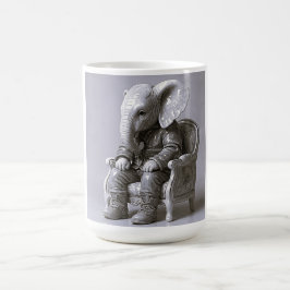 Elegante monochrome olifantenkunst koffiemok