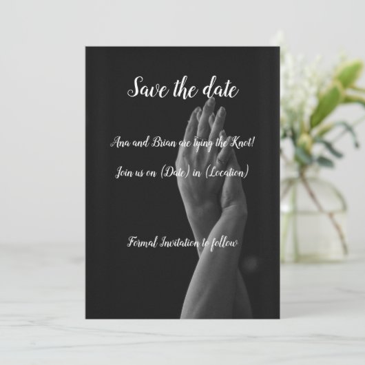 Elegante monochrome Save the Date kaart (Staand voorkant)