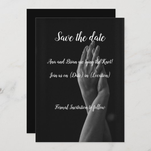 Elegante monochrome Save the Date kaart (Voorkant / Achterkant)