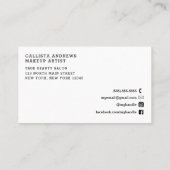 Elegante monochrome script haarmake-up visitekaartje (Achterkant)