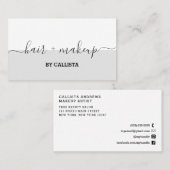 Elegante monochrome script haarmake-up visitekaartje (Voorkant / Achterkant)