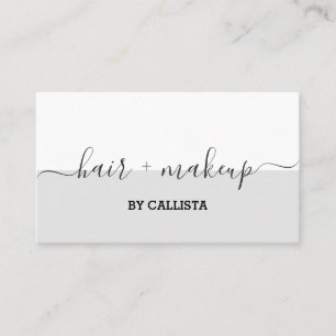 Elegante monochrome script haarmake-up visitekaartje