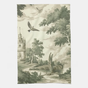 Elegante monochrome toile - dorp en ballon theedoek