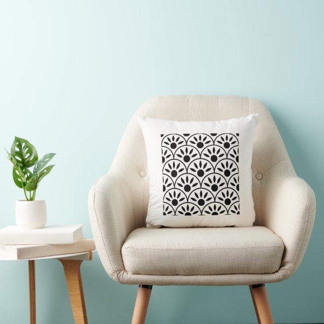 Elegante monochrome vierkante kussen | Minimalisti (Stoel)