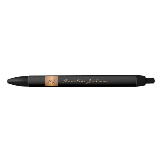 Elegante monografie zwart goud naam script classy zwarte inkt pen (Voorkant)