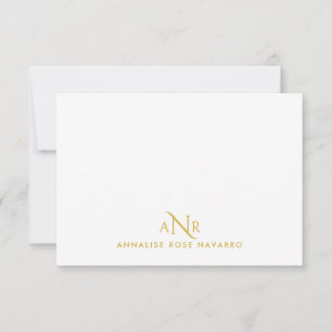 Elegante Monogram 3 Initiële Naam Gouden Notitieka Notitiekaartje