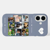 Elegante monogram 9 foto collage blauw Case-Mate iPhone case (Achterkant (horizontaal))