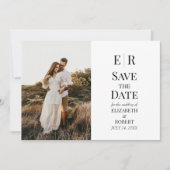 Elegante Monogram Aangepaste Foto Save the Date Ka Kaart (Voorkant)
