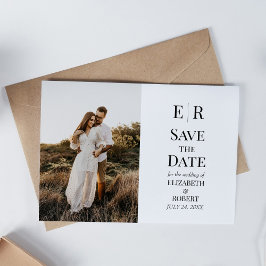 Elegante Monogram Aangepaste Foto Save the Date Ka Kaart