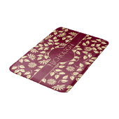Elegante Monogram Aangepaste Naam Blad Madeliefje Badmat (Gekanteld)