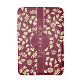 Elegante Monogram Aangepaste Naam Blad Madeliefje Badmat (Voorkant Verticaal)