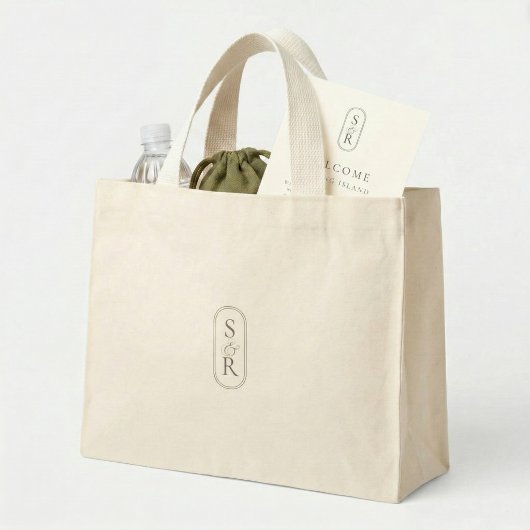 Elegante Monogram Aangepaste Trouw Welkomsttas Mini Tote Bag
