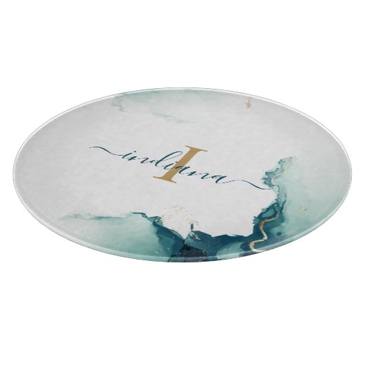 Elegante Monogram Agaten Script Chic Snijplank (Hoek)