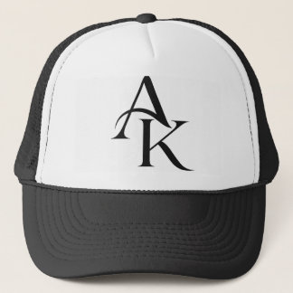 Elegante Monogram AK Zwarte & Witte Trucker Hoed Pet