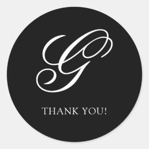 Elegante Monogram Bedankt Klassieke Ronde Sticker