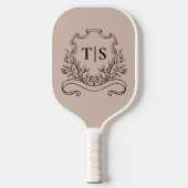 Elegante Monogram Beige Klassieke Custom Pickleball Paddle (Voorkant)