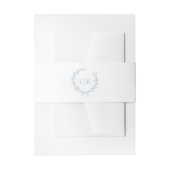 Elegante Monogram Blad Crest Stofblauw Trouw Uitnodigingen Wikkel (Voorkant Voorbeeld)