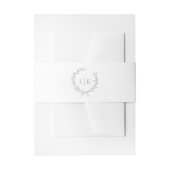 Elegante Monogram Bladkam Sage Green Wedding Uitnodigingen Wikkel (Voorkant Voorbeeld)
