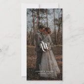Elegante Monogram Bladwijzer QR-code Rustieke Foto Save The Date (Voorkant)