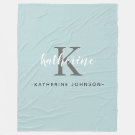 Elegante Monogram Blauw Fleece Deken