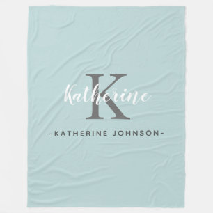 Elegante Monogram Blauw Fleece Deken