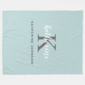 Elegante Monogram Blauw Fleece Deken (Voorkant (Horizontaal))