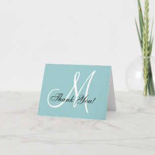 Elegante Monogram Blauwe Bedankkaart