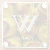 Elegante Monogram Bloem Glas Onderzetter (Achterkant)