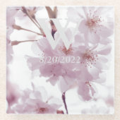 Elegante Monogram Bloem Glas Onderzetter (Voorkant)