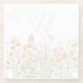 Elegante Monogram Bloem Glas Onderzetter (Achterkant)
