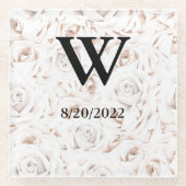 Elegante Monogram Bloem Glas Onderzetter Glazen Onderzetter (Voorkant)
