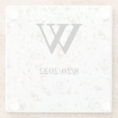 Elegante Monogram Bloem Glas Onderzetter Glazen Onderzetter (Achterkant)