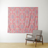 Elegante Monogram Bloemen Roze Wandkleed (In Situ (horizontaal))