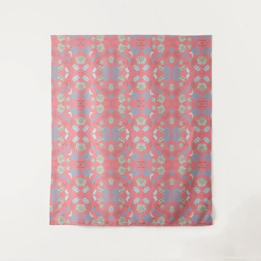 Elegante Monogram Bloemen Roze Wandkleed (Voorkant)