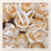 Elegante Monogram Bloemenglas Onderzetter (Voorkant)