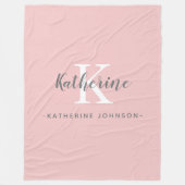 Elegante Monogram Blush Pink Fleece Deken (Voorkant)