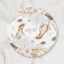 Elegante Monogram Boho Watercolor bloemen & Vogels Bedankjes Labels