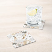Elegante Monogram Boho Watercolor bloemen & Vogels Kartonnen Onderzetters (Insitu)
