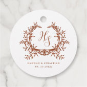 Elegante Monogram Botanische Crest Bedankjes Labels (Achterkant)