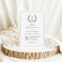Elegante Monogram Botanische Krans Bruiloft
